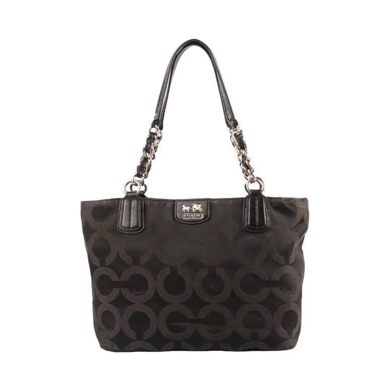 Coach Black Signature Nylon Mia Opaque Chain Shoulder Bag