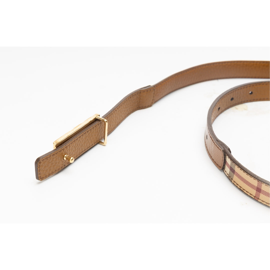 Burberry Haymarket Check Canvas Leather Belt