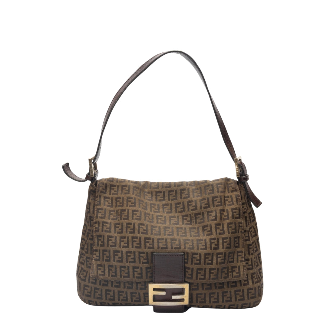Fendi Brown Zucca Big Mamma Flap Baguette