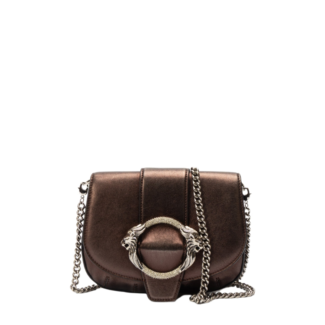 Roberto Cavalli Brown Leather Buckled Crossbody Bag