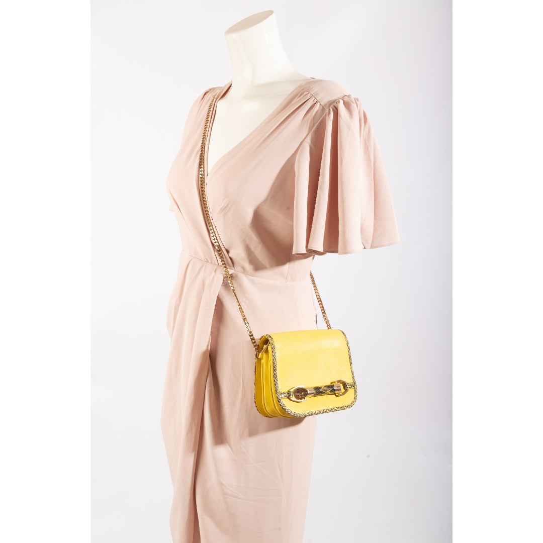 Jimmy Choo Leather-Trim Chain-Link Crossbody Bag