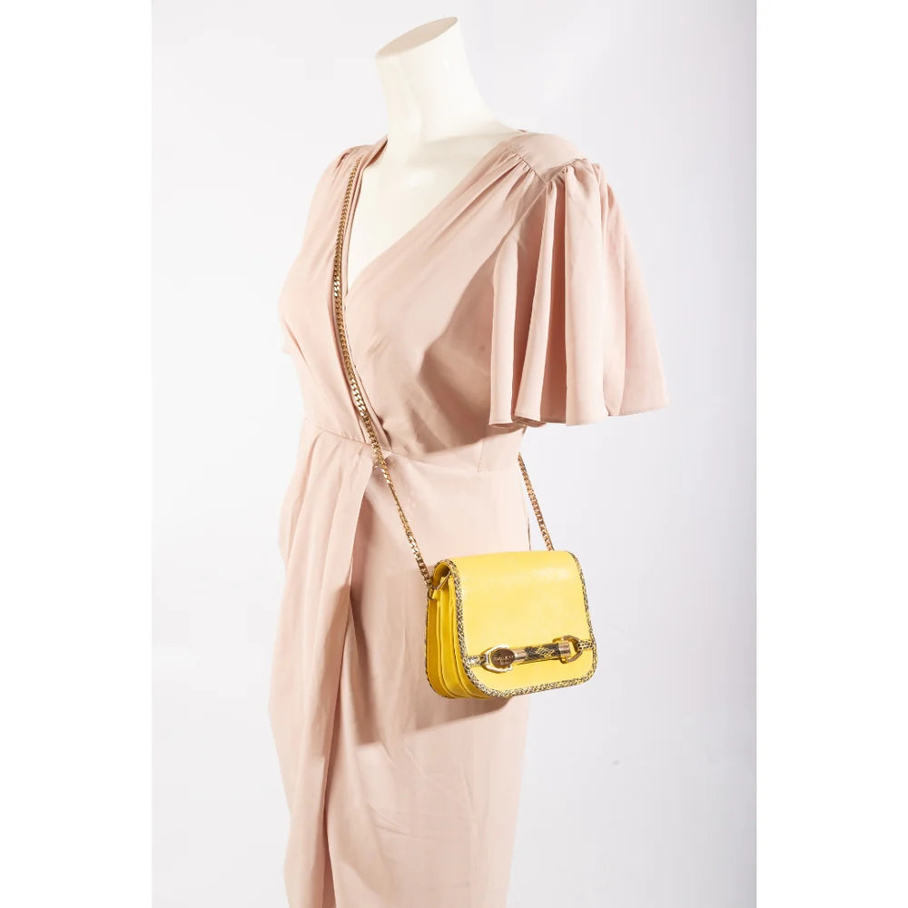 Jimmy Choo Leather-Trim Chain-Link Crossbody Bag