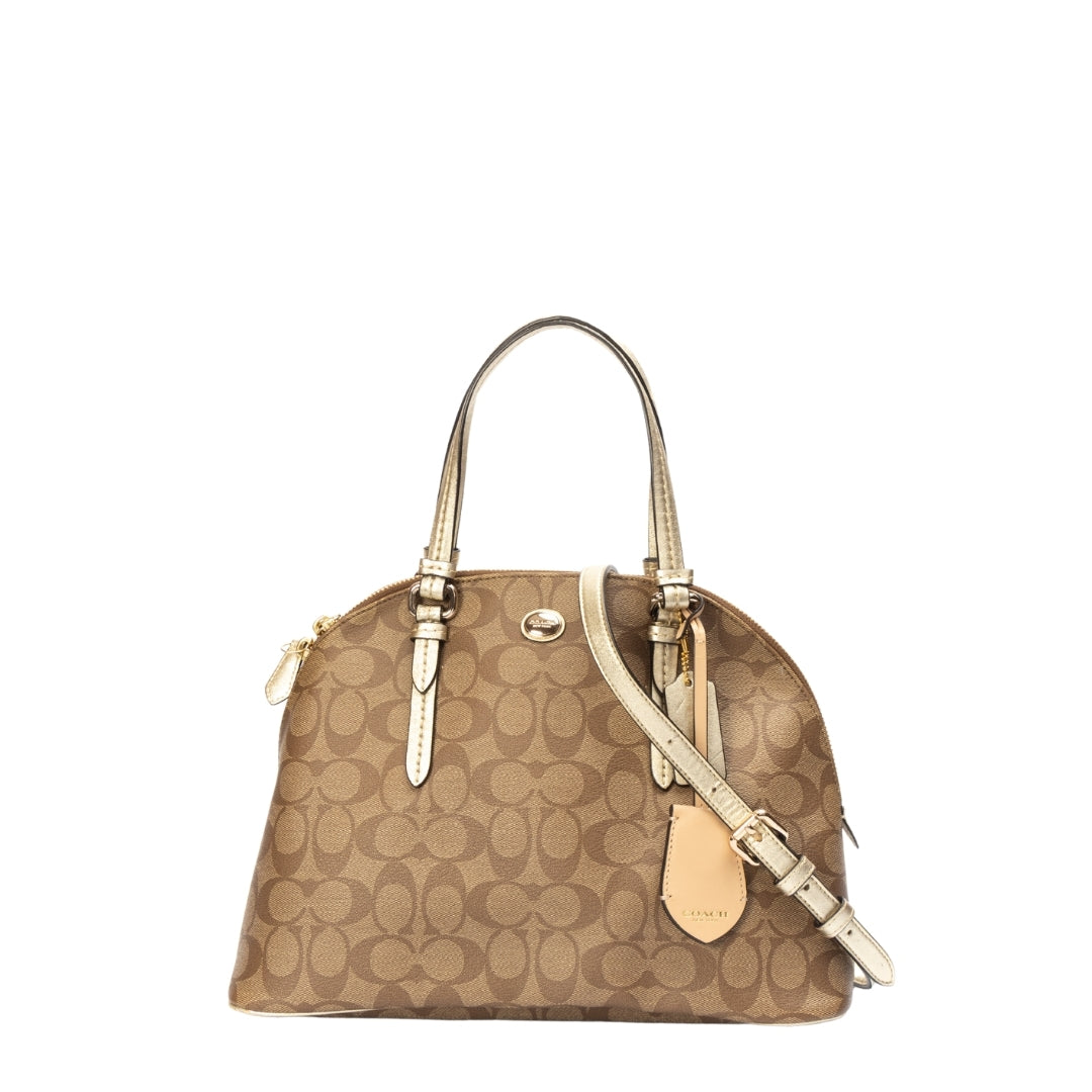 Coach Signature Coated Canvas Jade Dome Satchel