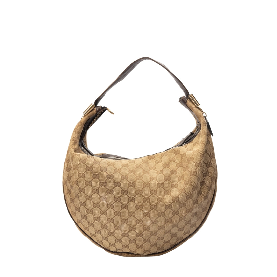Gucci GG Canvas and Leather Hobo Bag