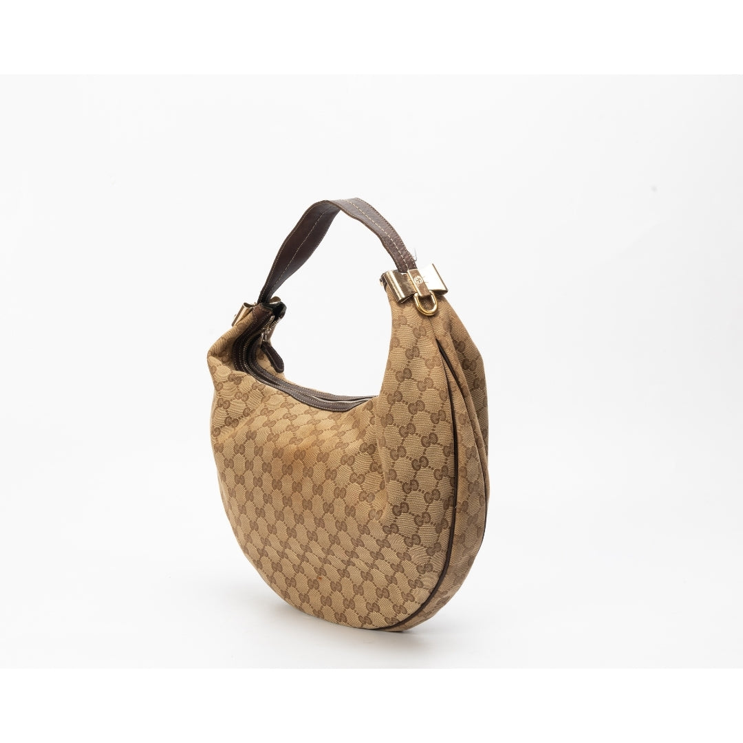 Gucci GG Canvas and Leather Hobo Bag
