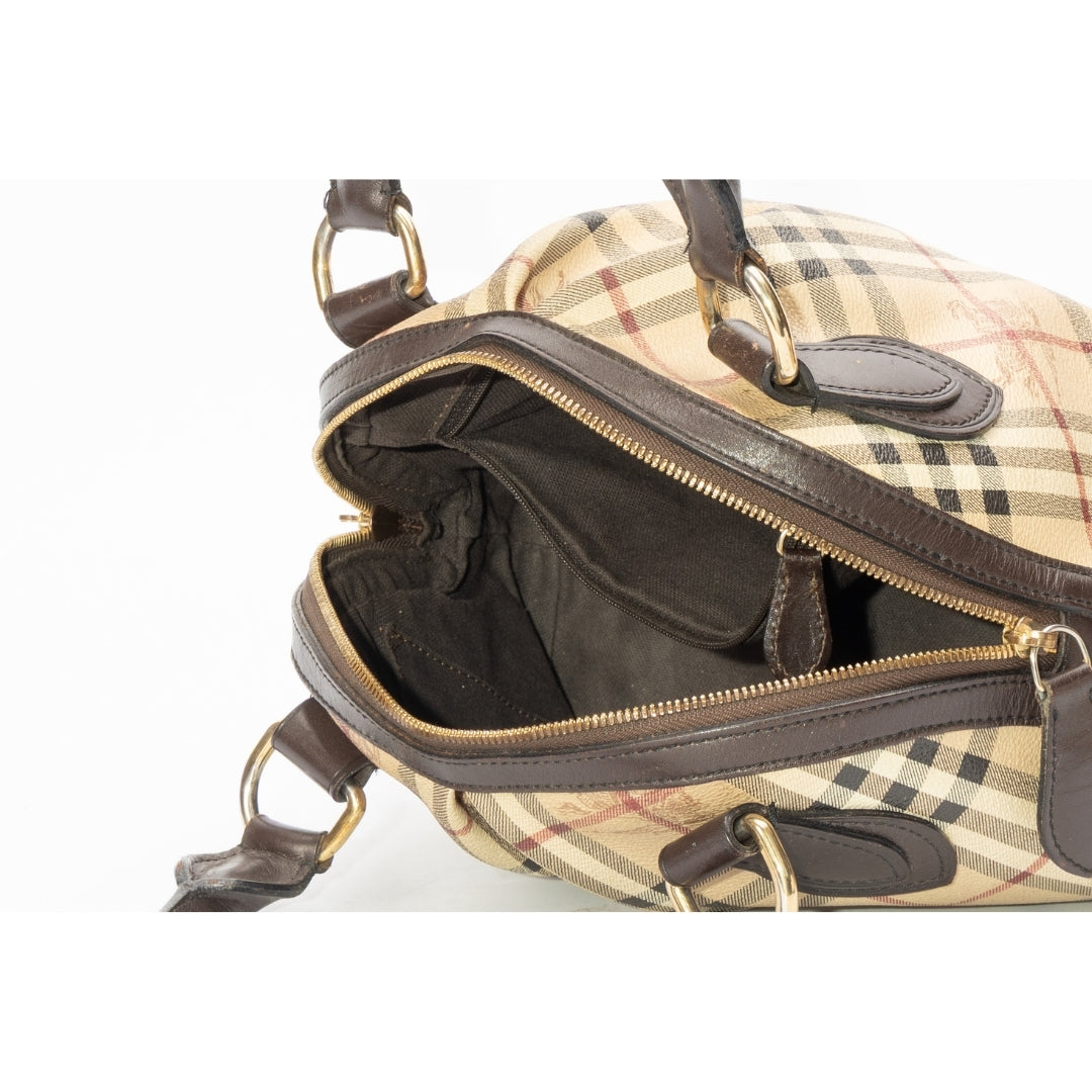 Burberry Haymarket Check Leather Thornley Satchel