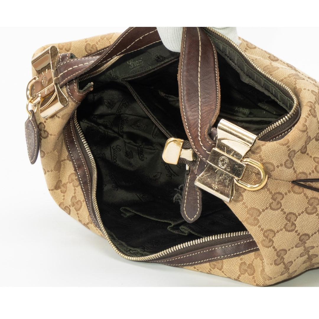 Gucci GG Canvas and Leather Hobo Bag