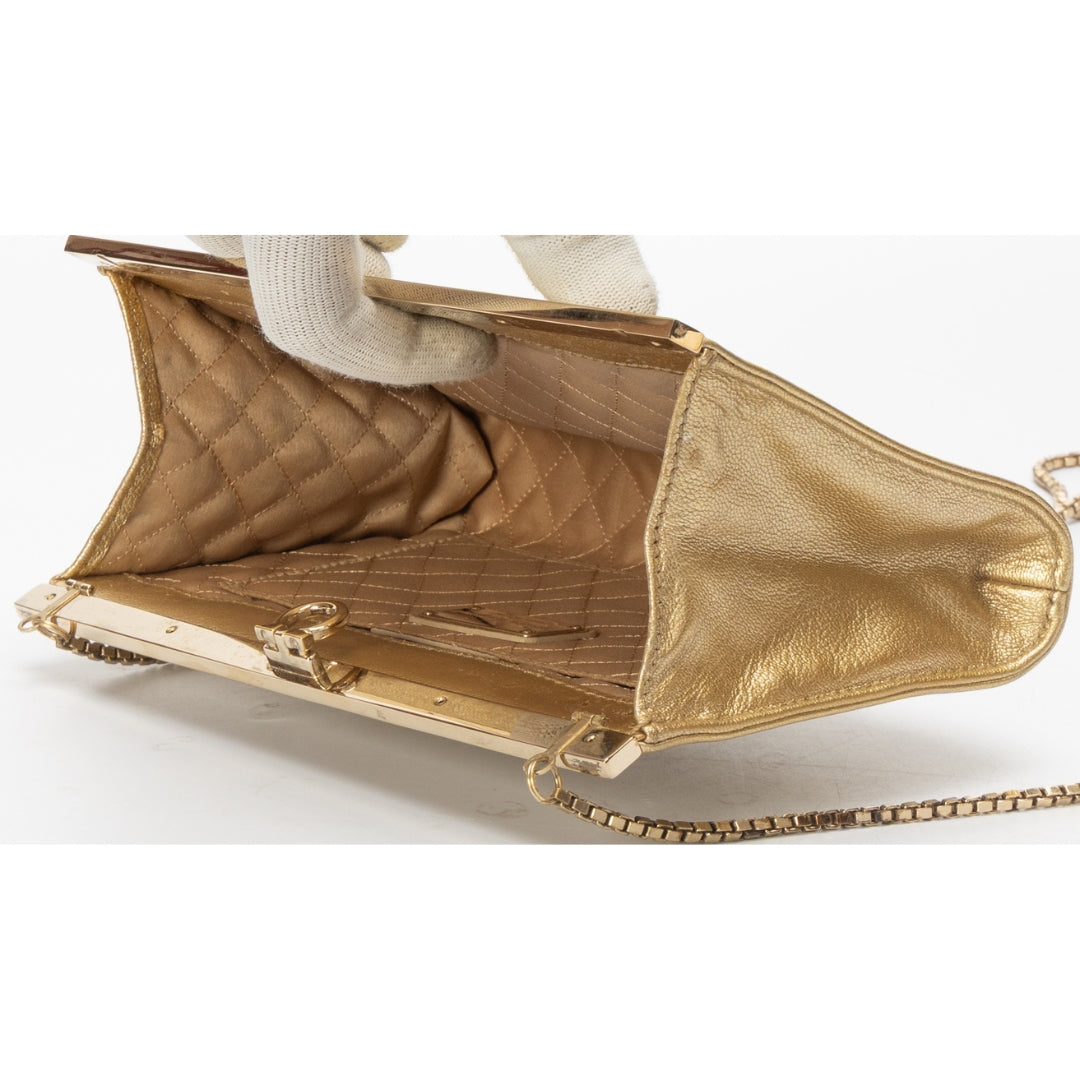 Ferragamo Gancini Flap Wallet With Chain