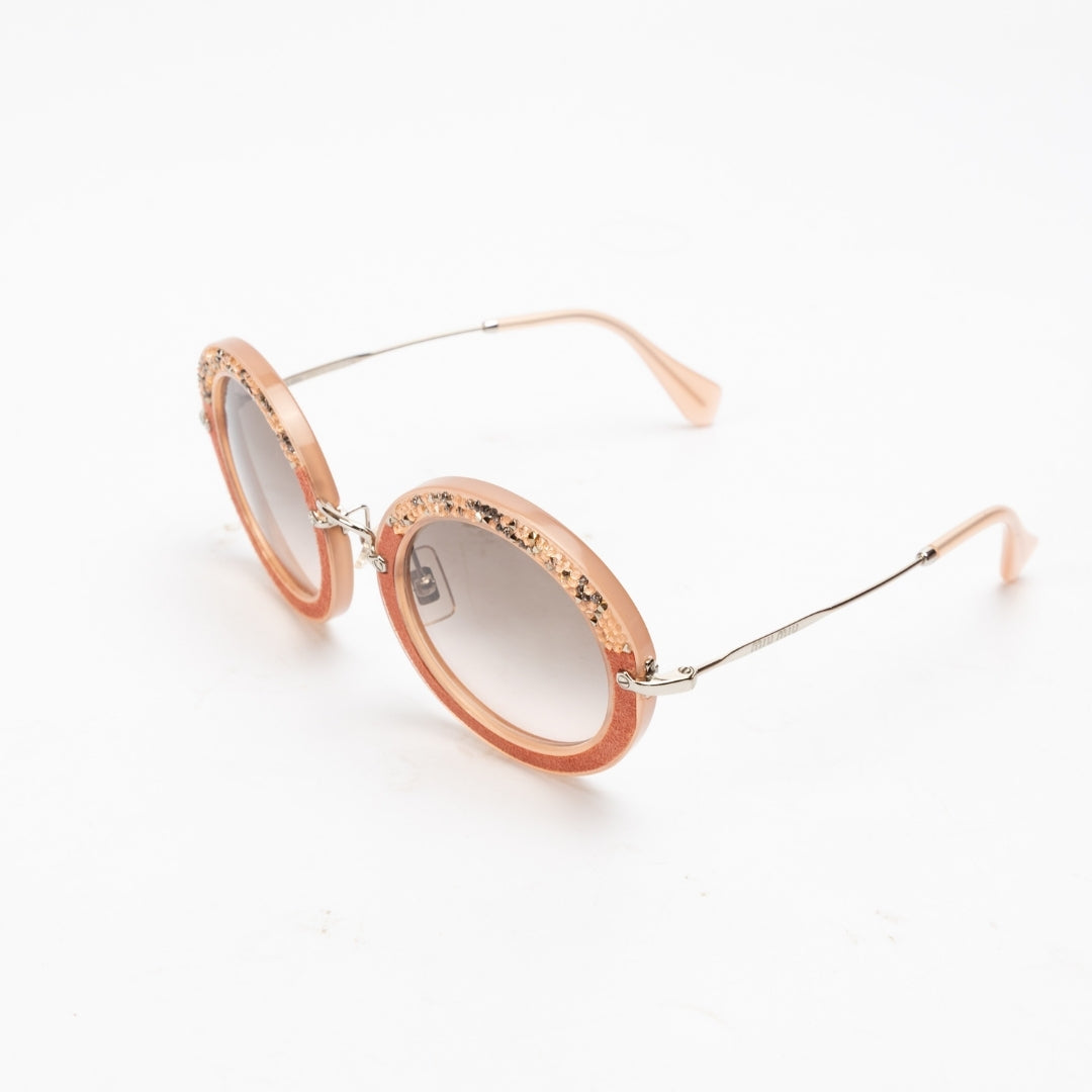 Miu Miu Sparkle Round Sunglasses