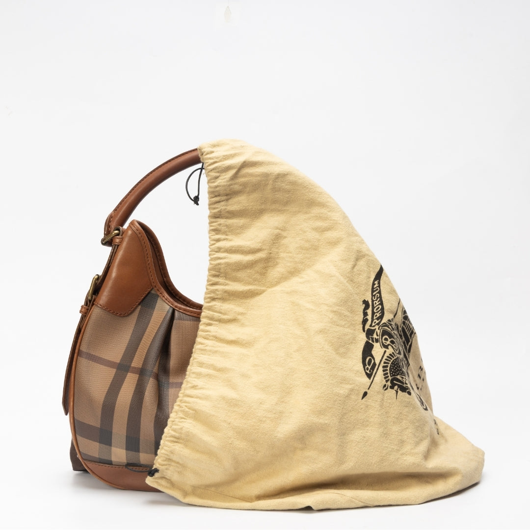 Burberry Plaid Coated Canvas Shoulder Bag