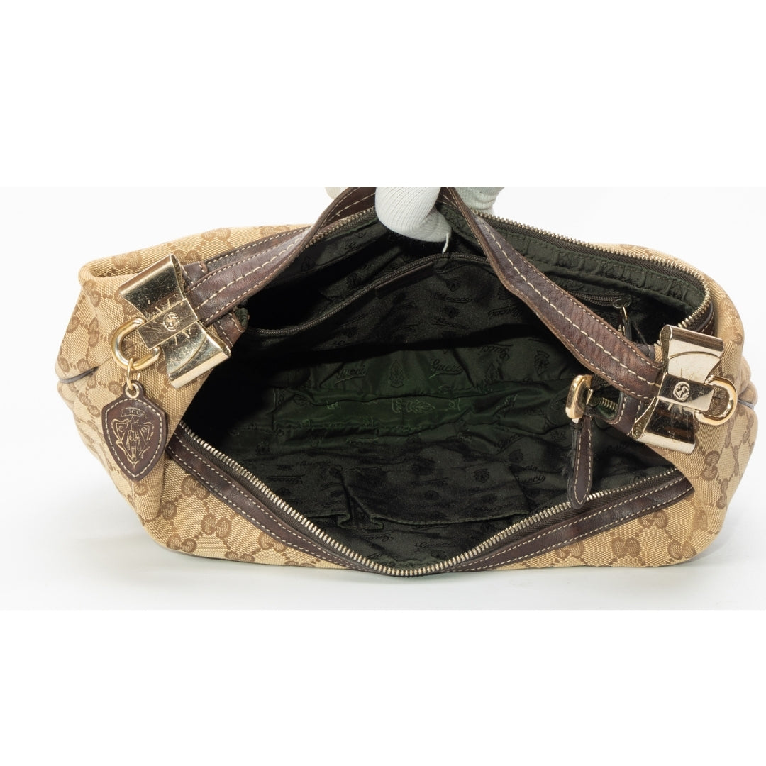 Gucci GG Canvas and Leather Hobo Bag