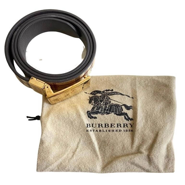 Burberry Beige Haymarket Check Coated Canvas Plaque Belt