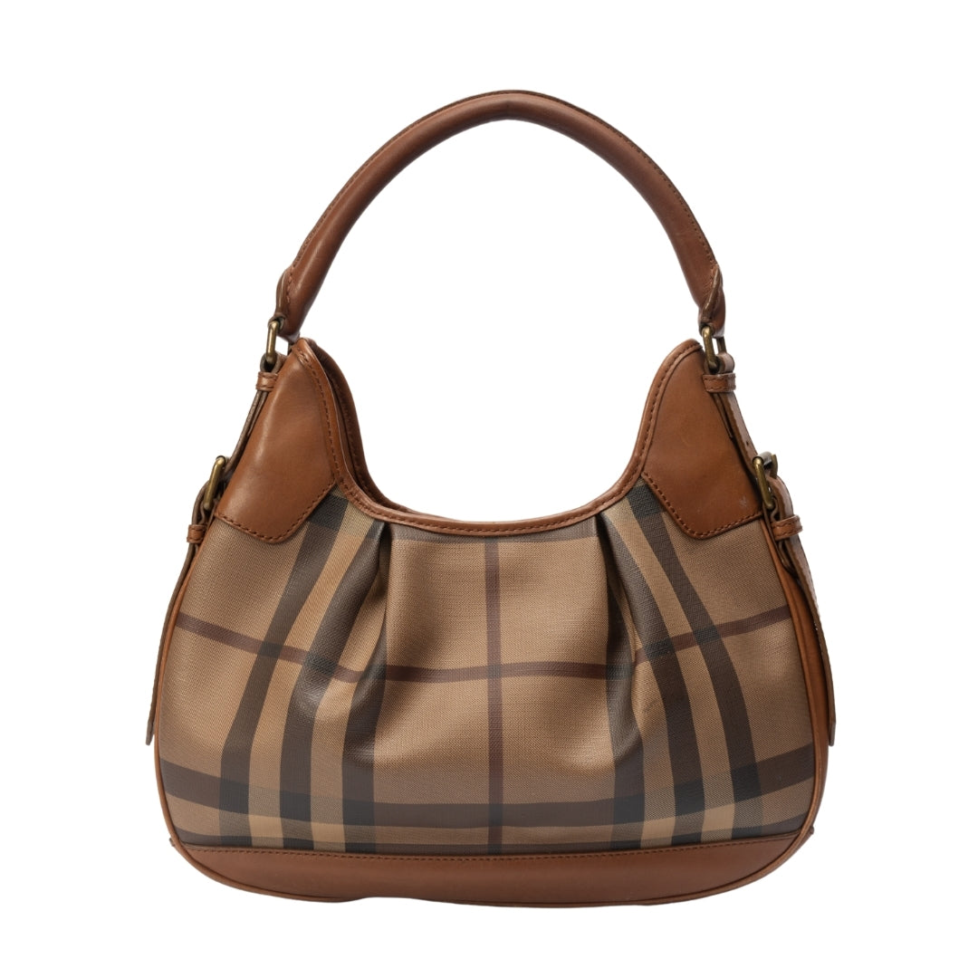Burberry Plaid Coated Canvas Shoulder Bag