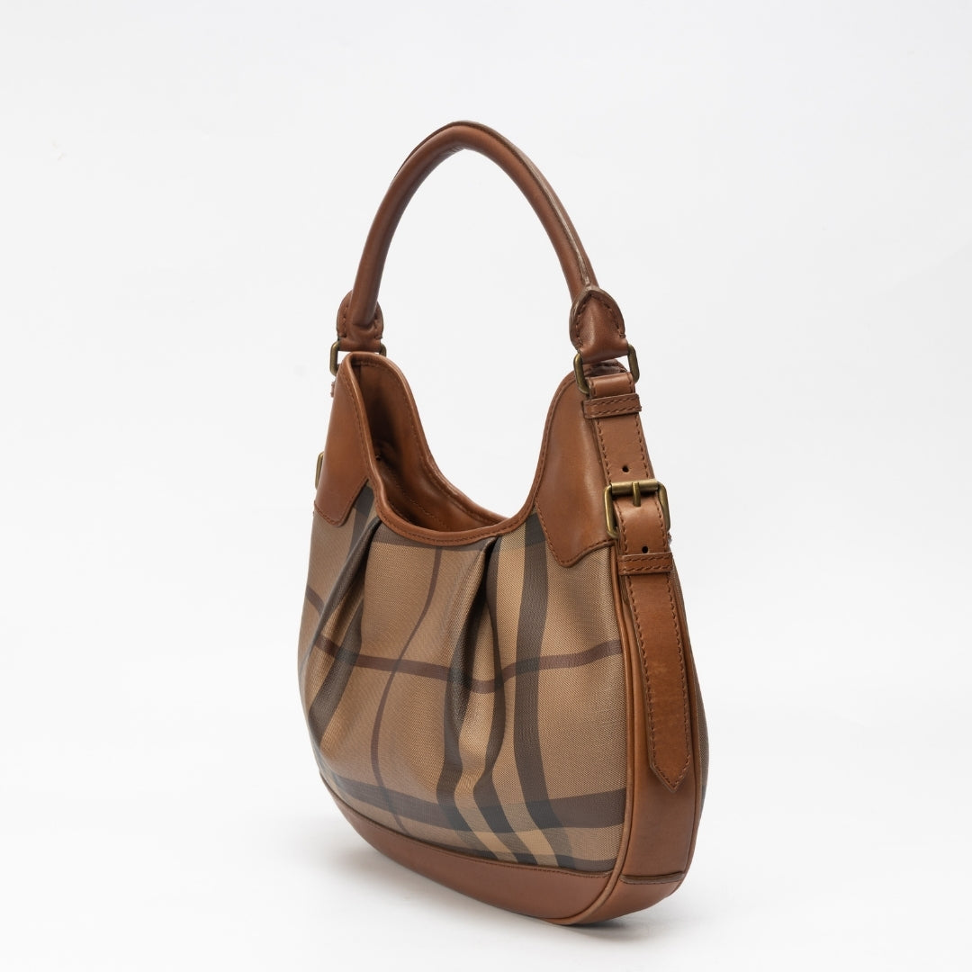 Burberry Plaid Coated Canvas Shoulder Bag