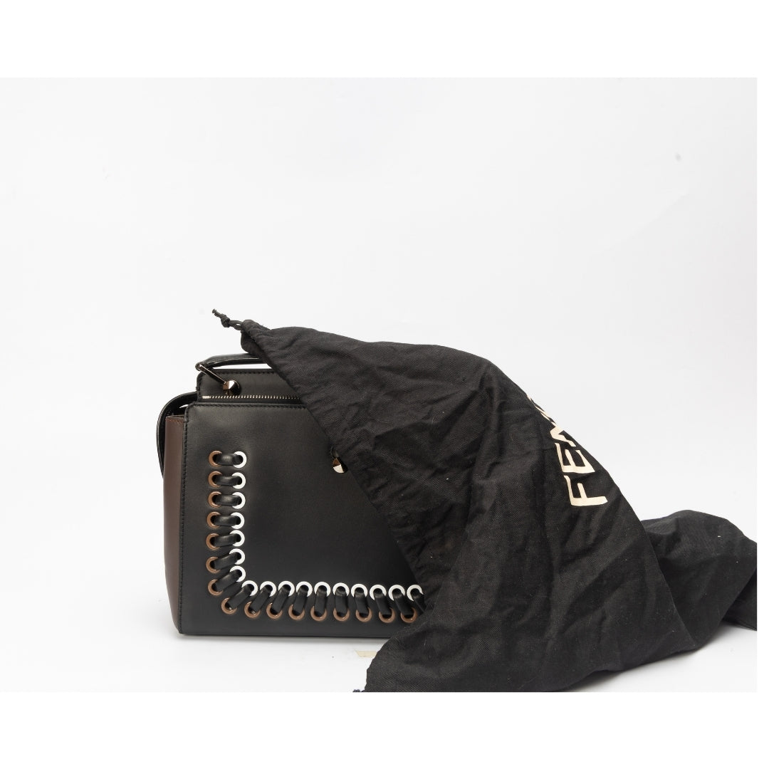 Fendi Dotcom Black Leather Shoulder Bag