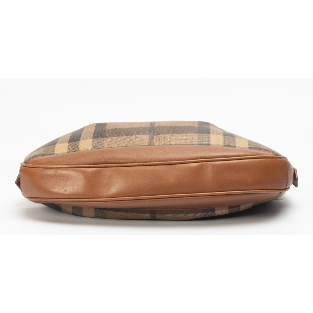 Burberry Plaid Coated Canvas Shoulder Bag
