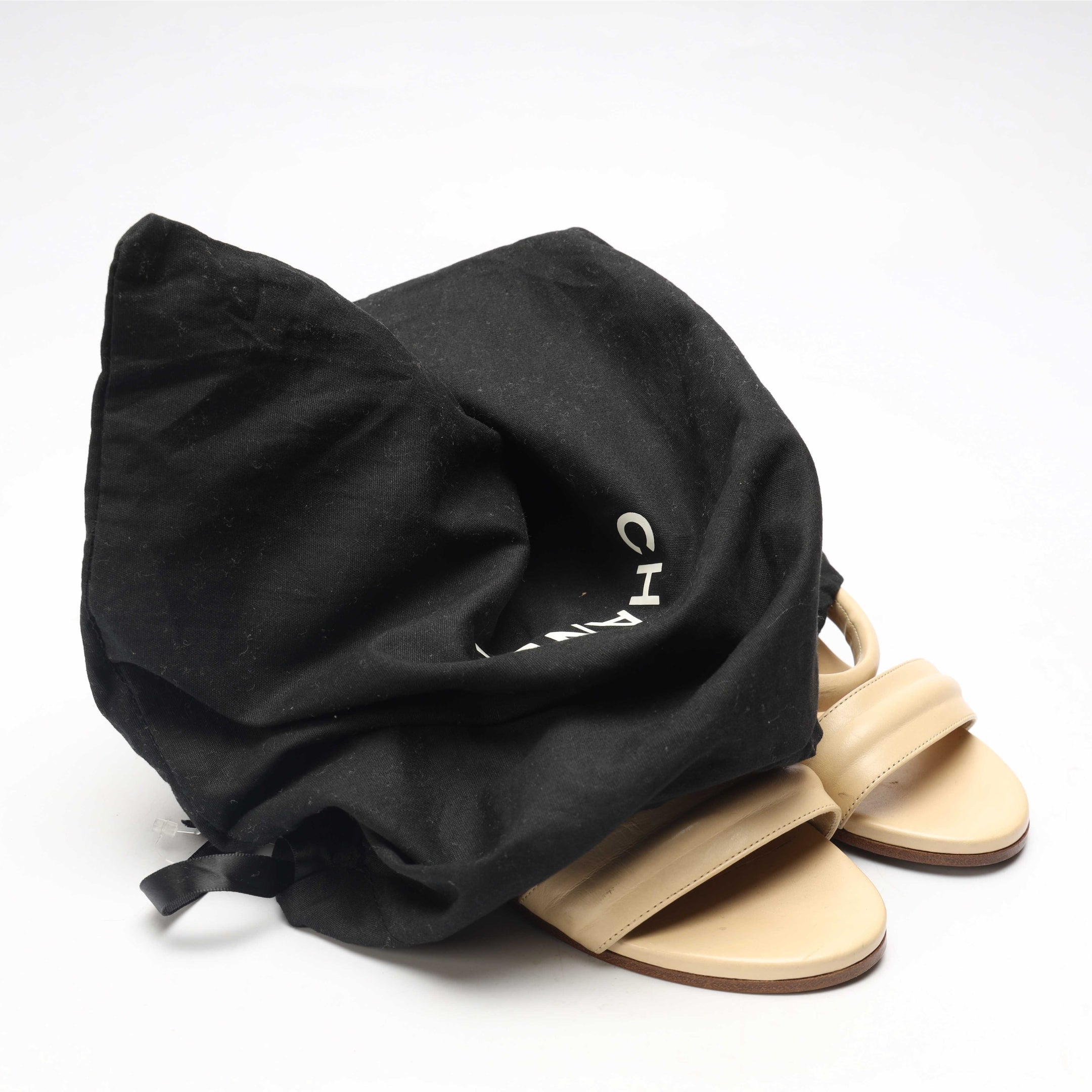 Chanel Beige Quilted Ankle Cuff Wedge Sandals