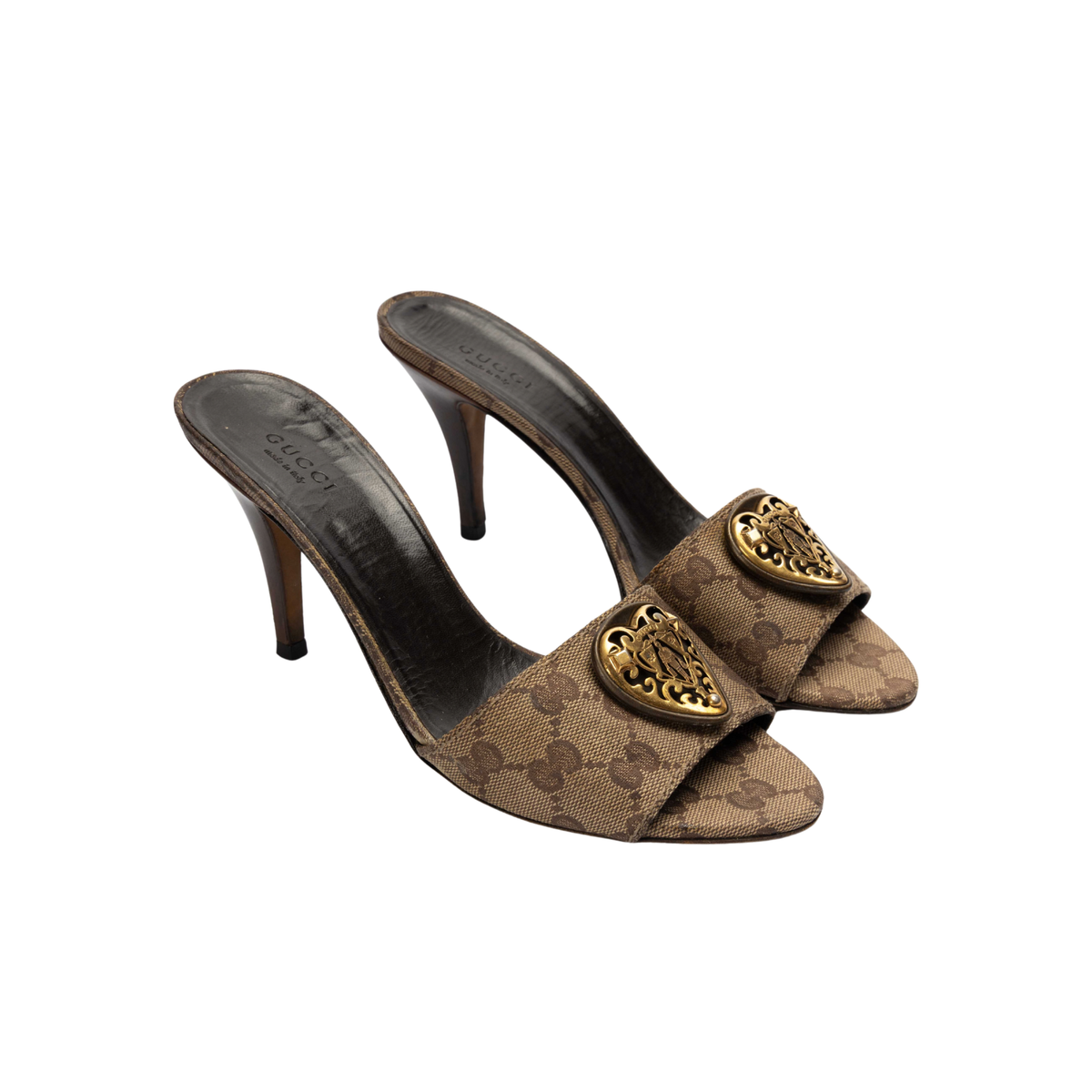 Gucci GG Heart Open Toe Heels