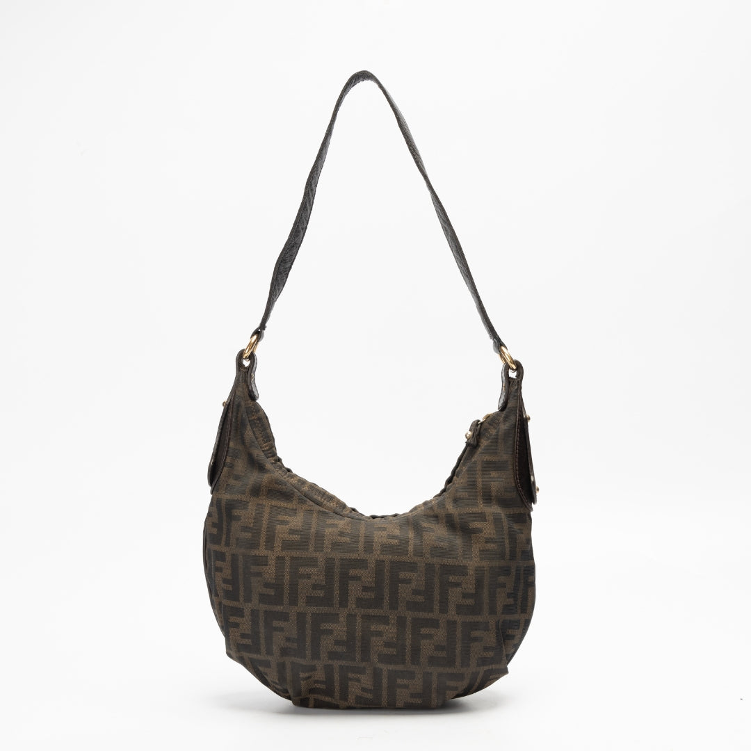 Fendi Croissant Zucca Canvas Monogram Shoulder Bag
