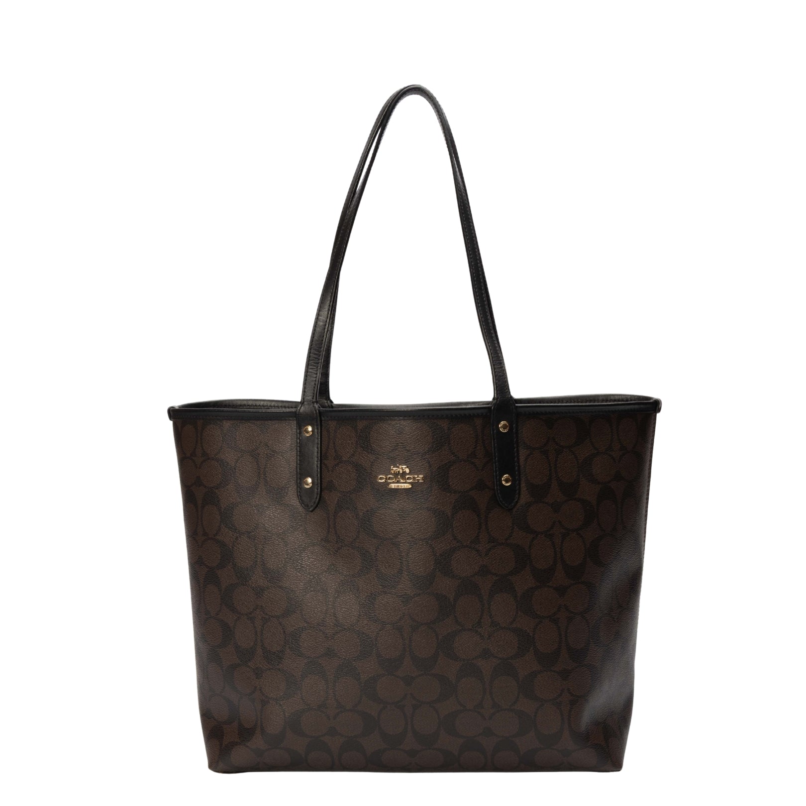 Coach Brown/Black Signature Canvas Reversible City Tote