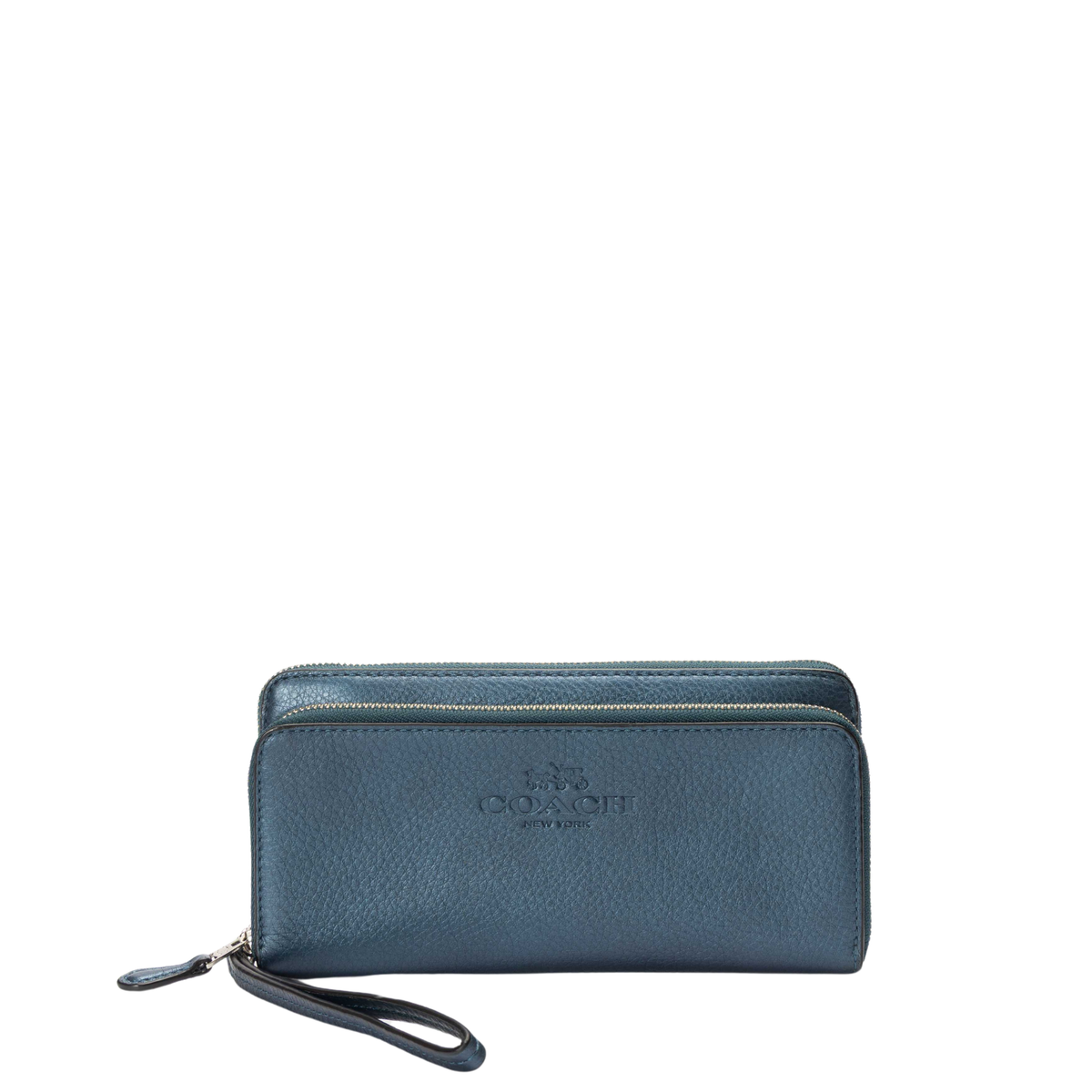 Coach Blue Double Zip Wristlet