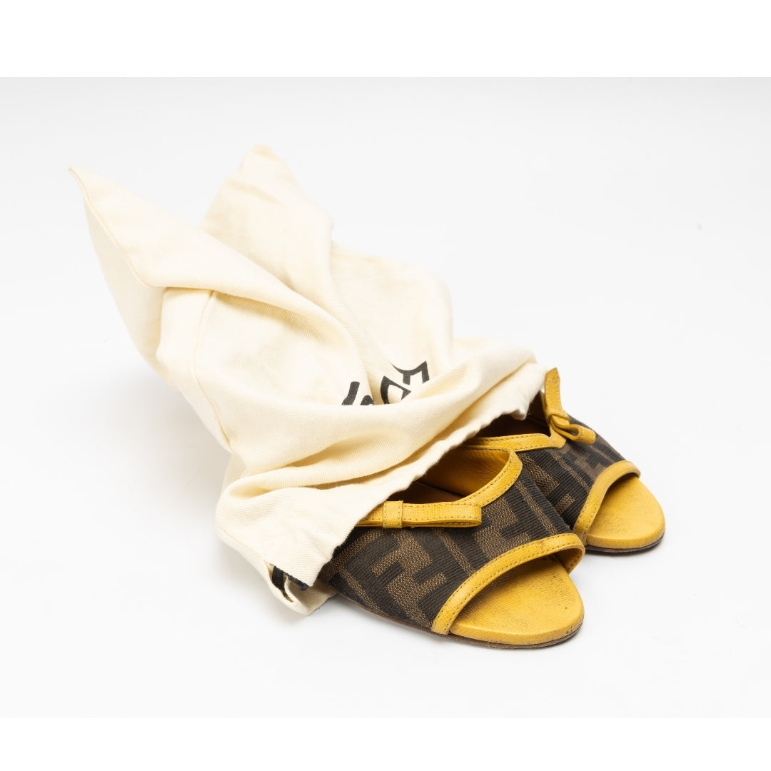 Fendi Yellow Zucca Canvas slides