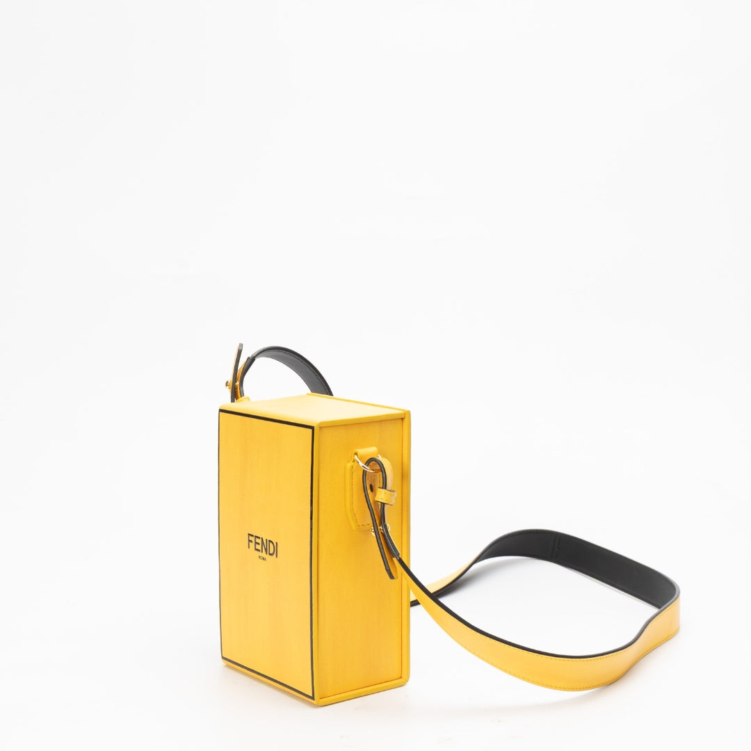 Fendi Vitello Logo Yellow Vertical Box Bag