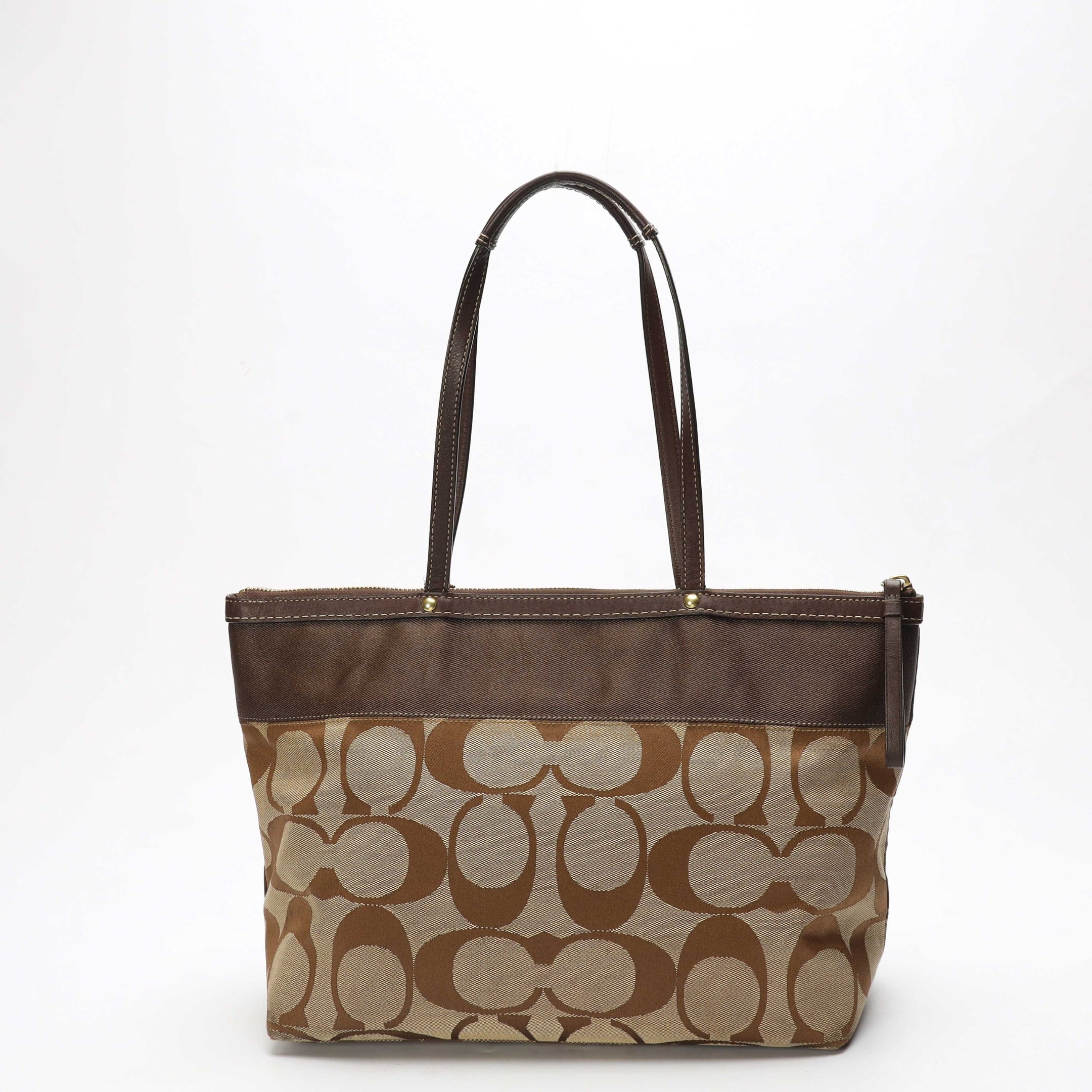 Coach Brown Signature Pocket Tote