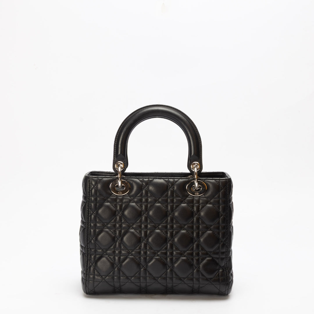 Dior Cannage Black Medium Lady Dior Satchel