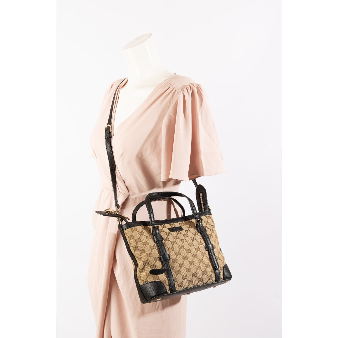 Gucci Beige-Black GG Canvas Classic Tote Bag