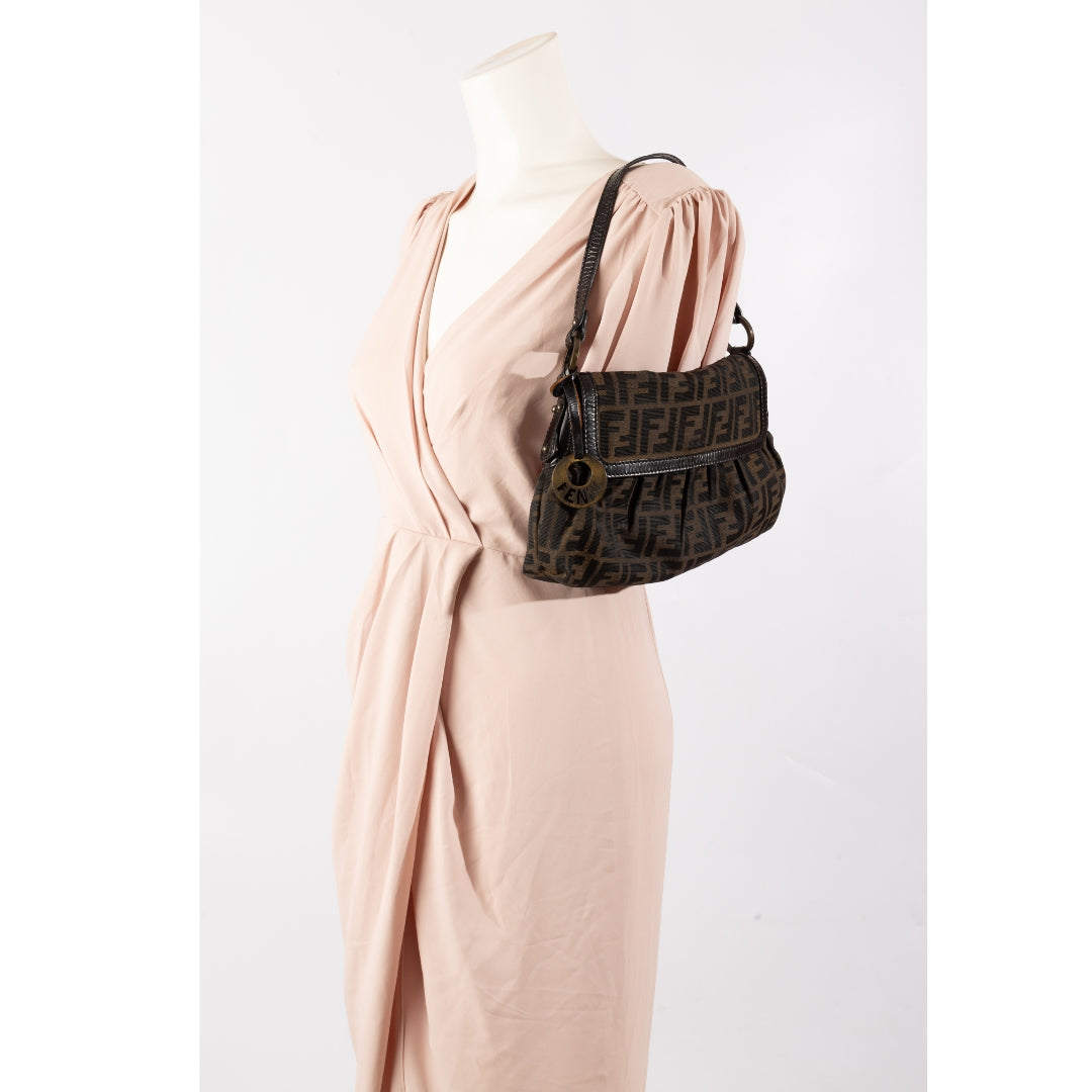 Fendi Zucca Brown Canvas Baguette