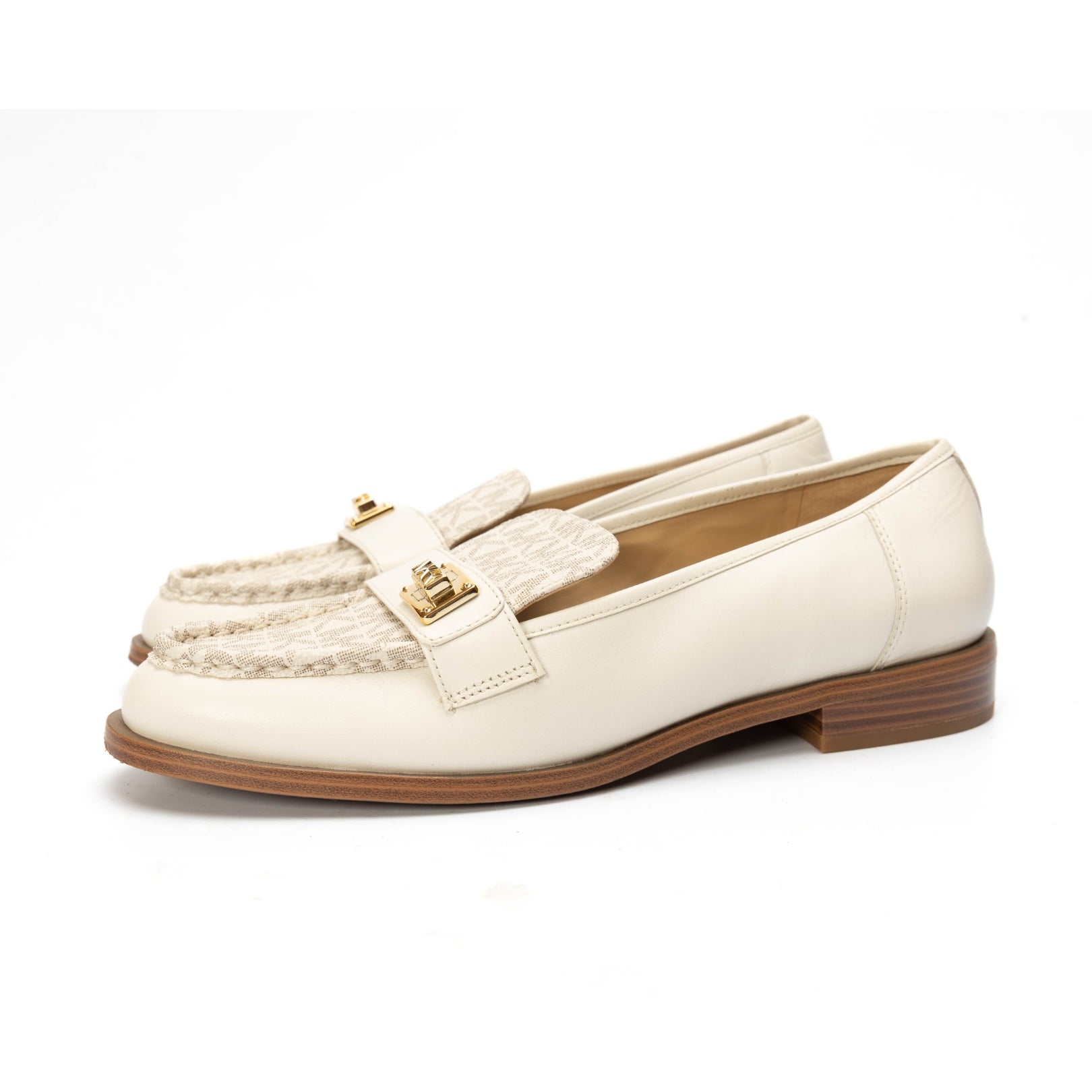 Michael Kors White Mandy Logo Moccasin Loafer
