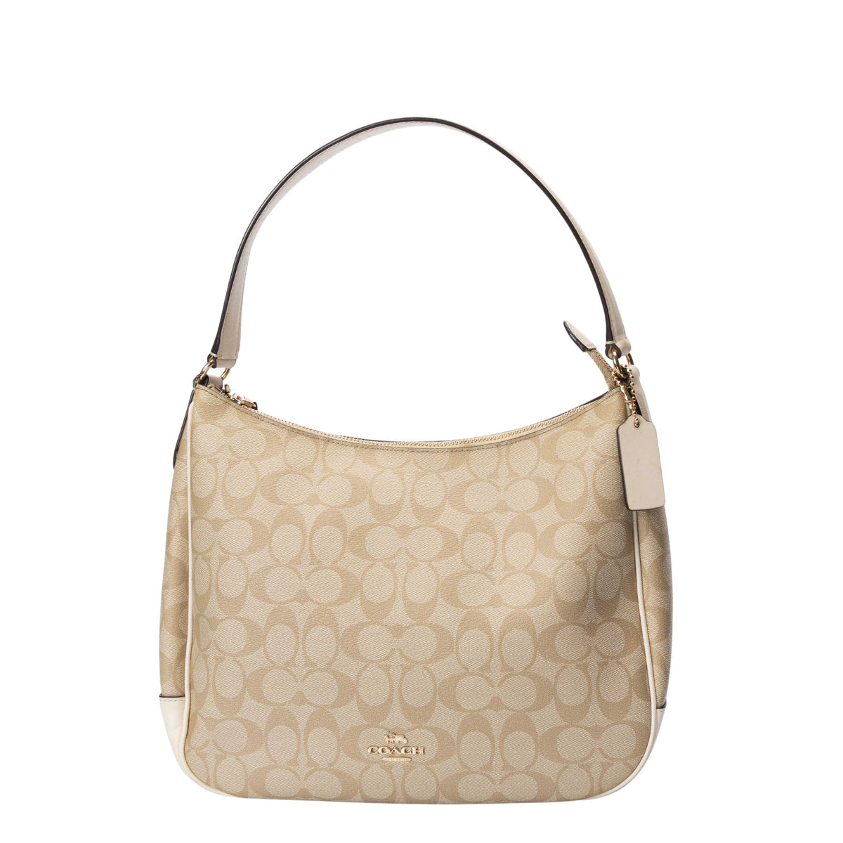 Coach Beige Zip Shoulder Bag