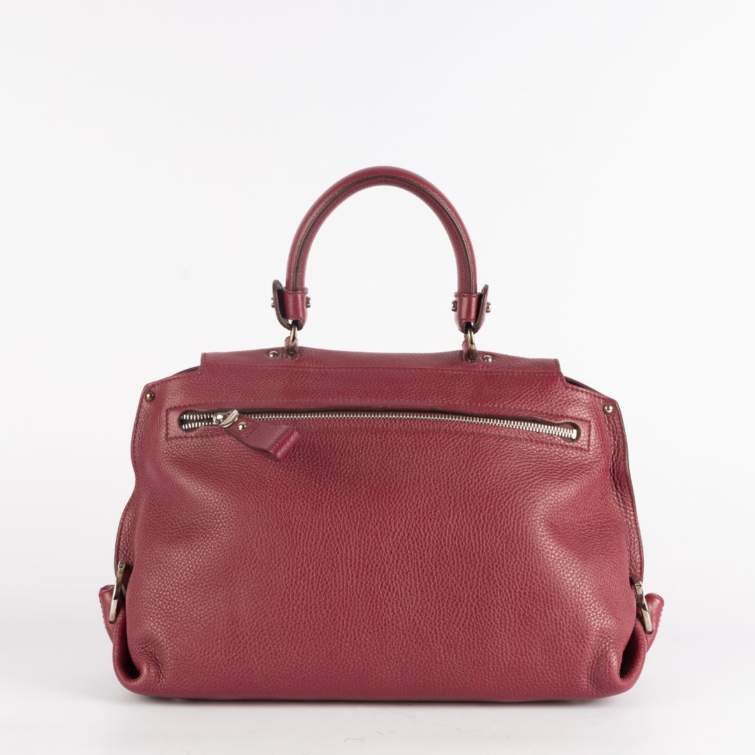 Salvatore Ferragamo Pebbled Calfskin Leather Sofia Satchel
