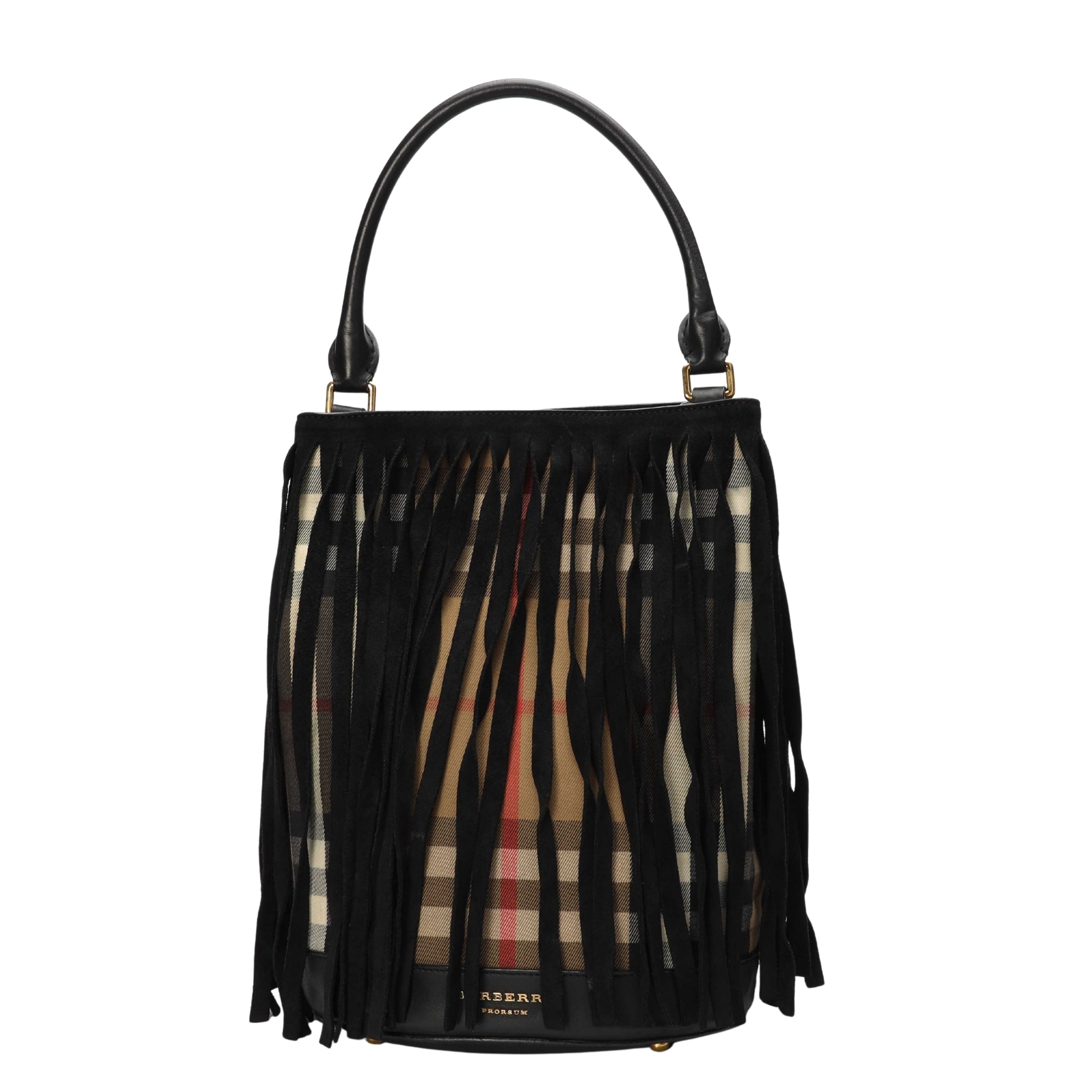 Burberry Prorsum Suede House Fringe Bucket Bag