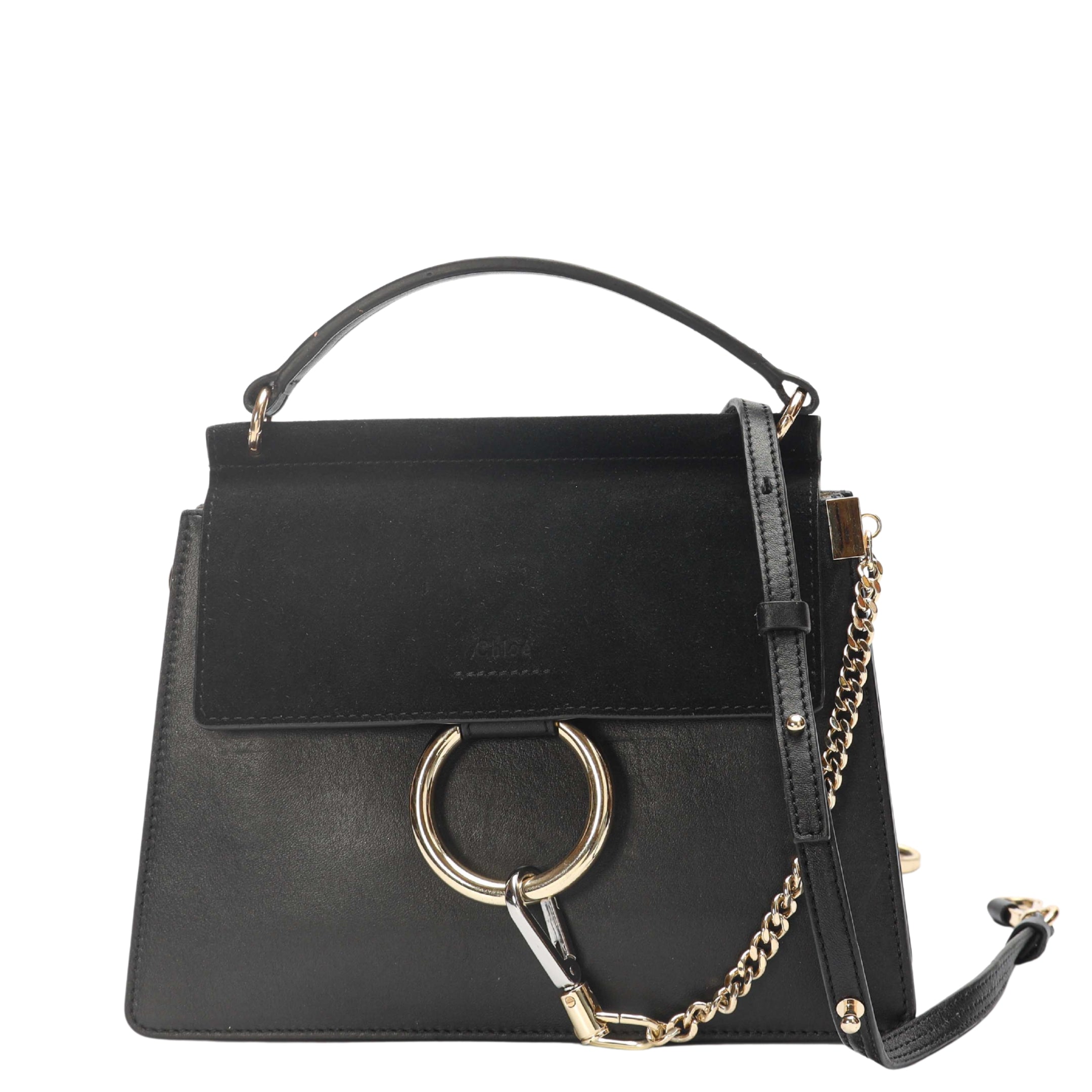 Chloe Faye Black Satchel Crossbody Bag