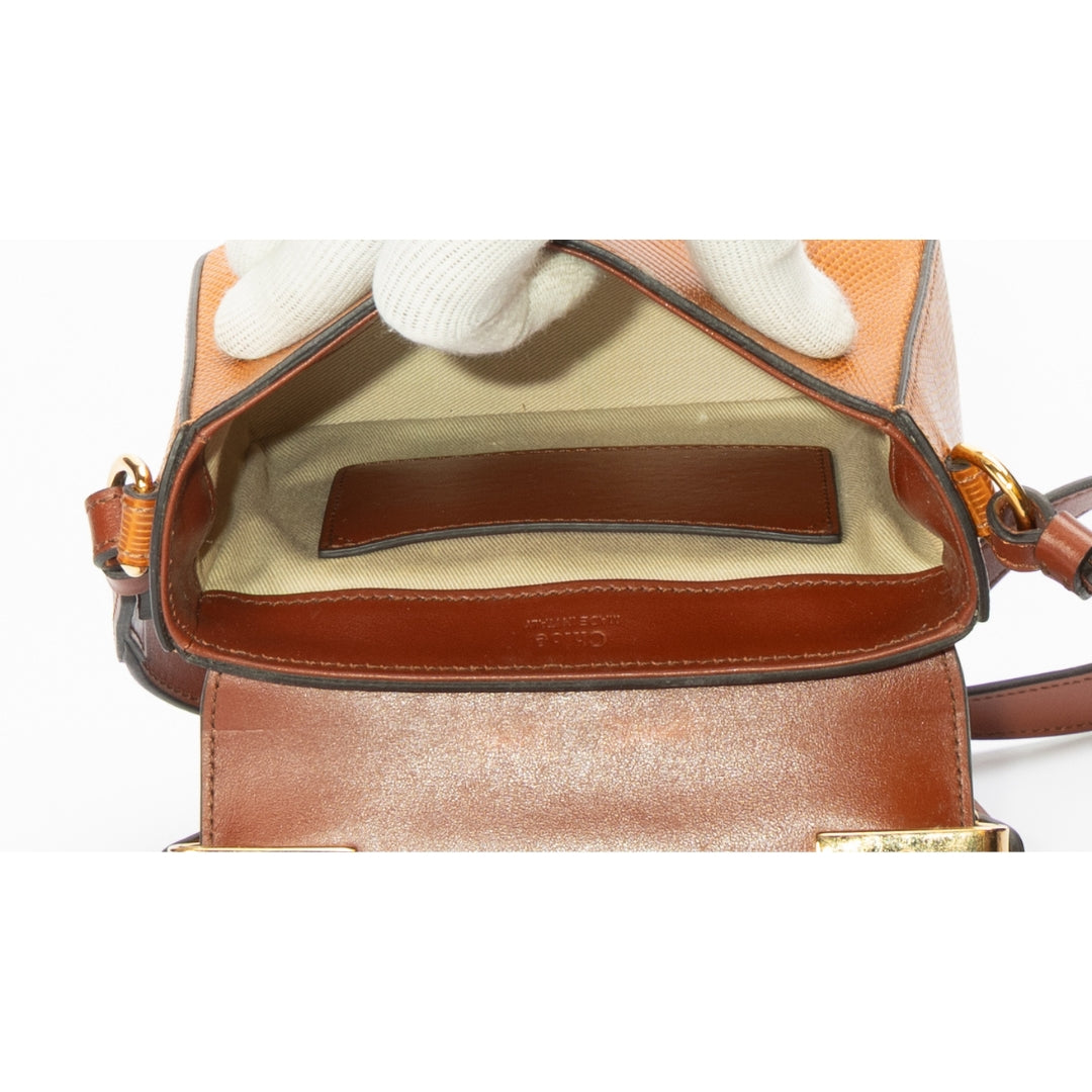 Chloe Croc Embossed Mini C Crossbody Bag