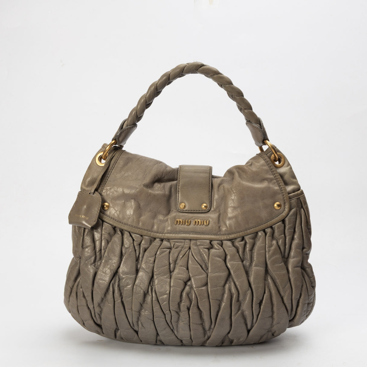 Miu Miu Grey Matelasse Lux Coffer Hobo Bag