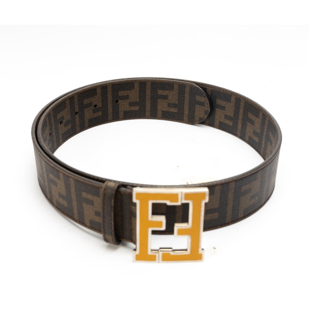 Fendi Zucca FF Logo Leather Belt