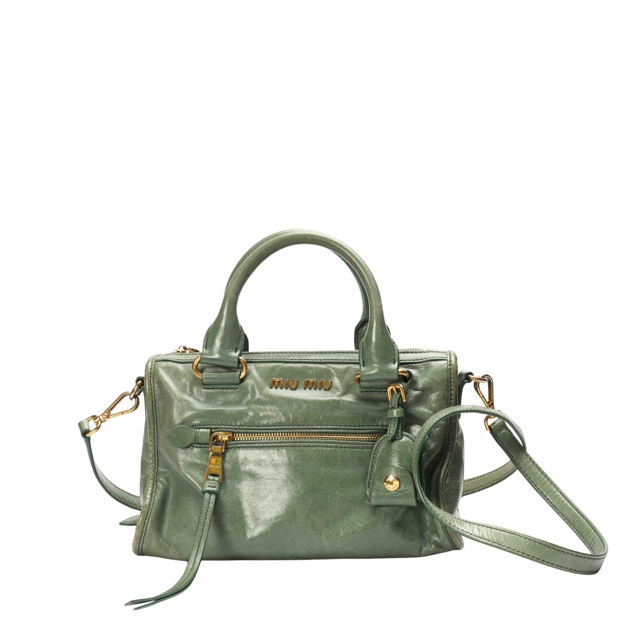 Miu Miu Vitello Shine Small Bauletto Handbag