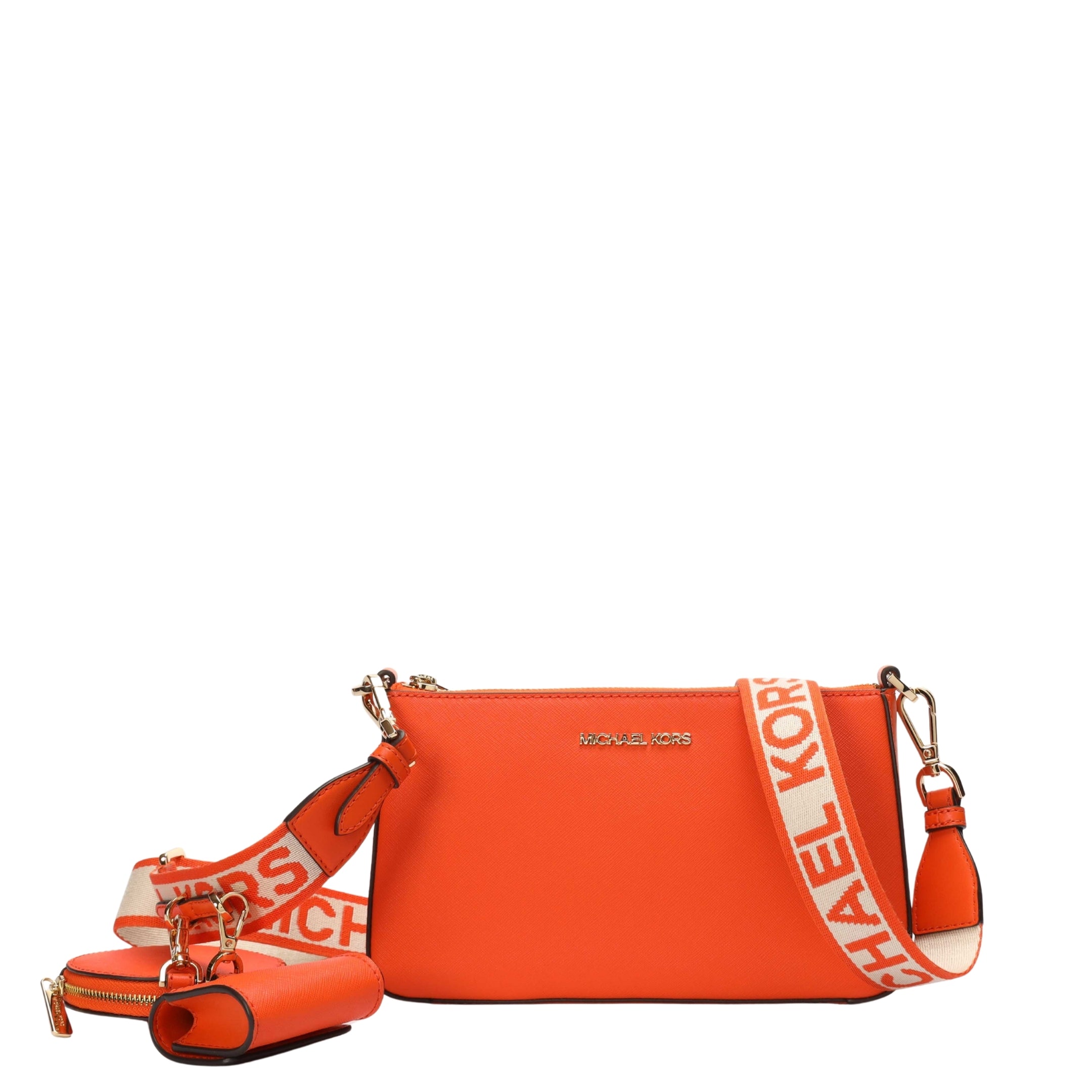 Michael Kors Jet Set Orange Airpods Case Crossbody Bag
