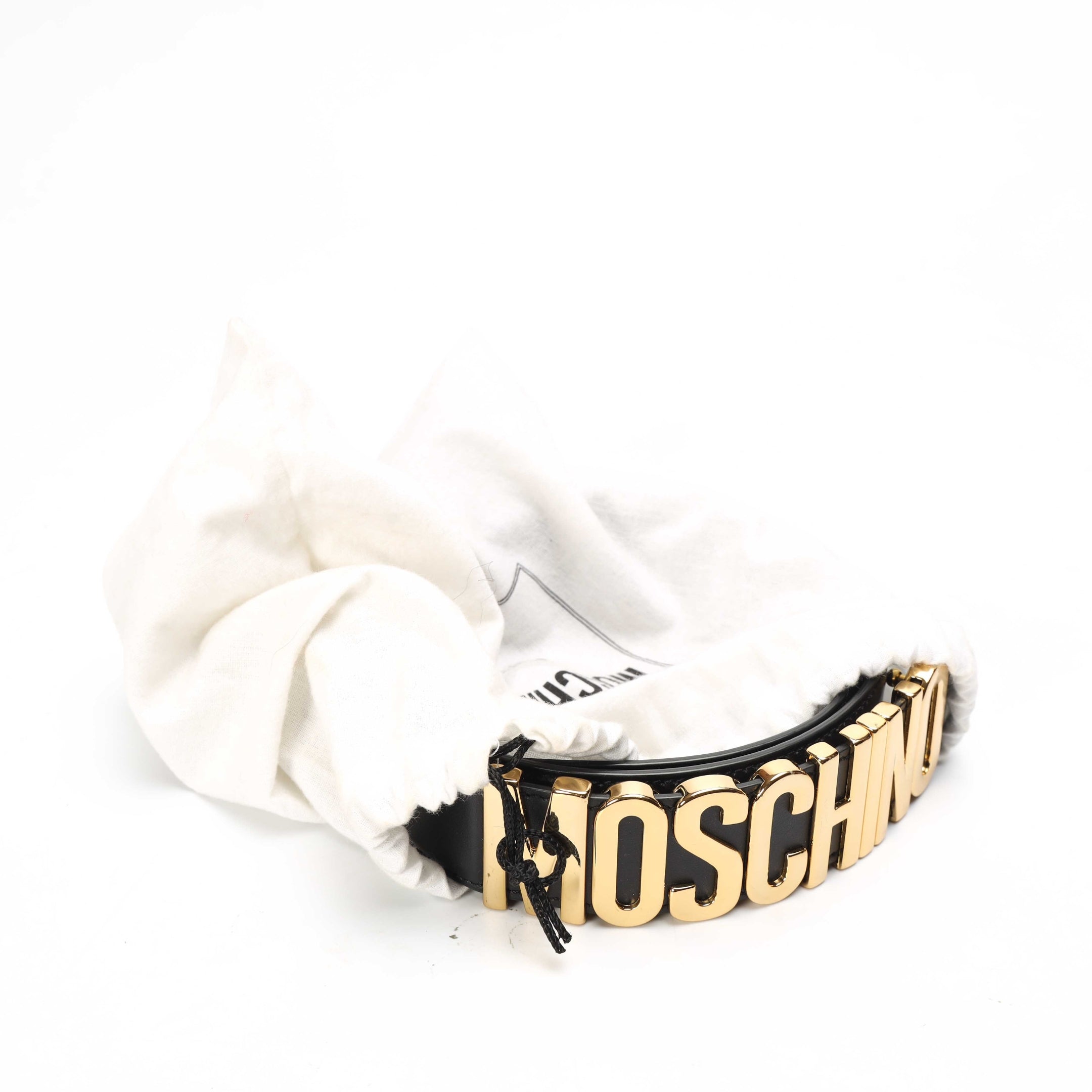 Moschino Logo Black Leather Belt
