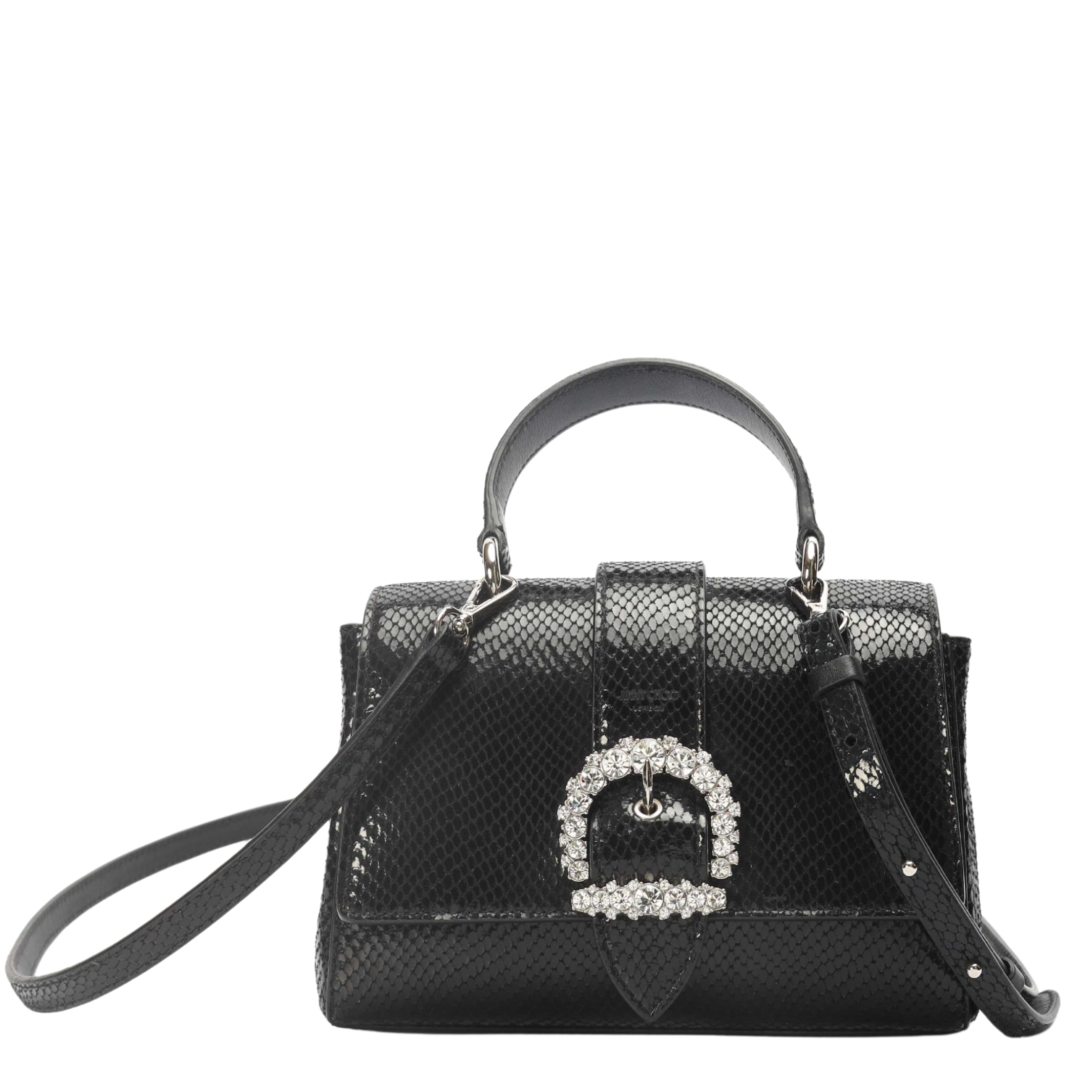 Jimmy Choo Black Cheri Crystals Satchel Crossbody Bag