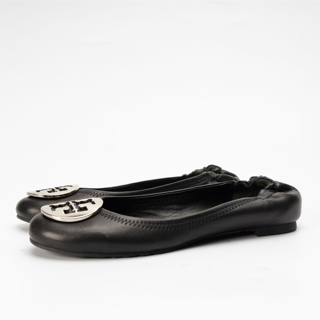 Tory Burch Black Minnie Logo Ballet Flats
