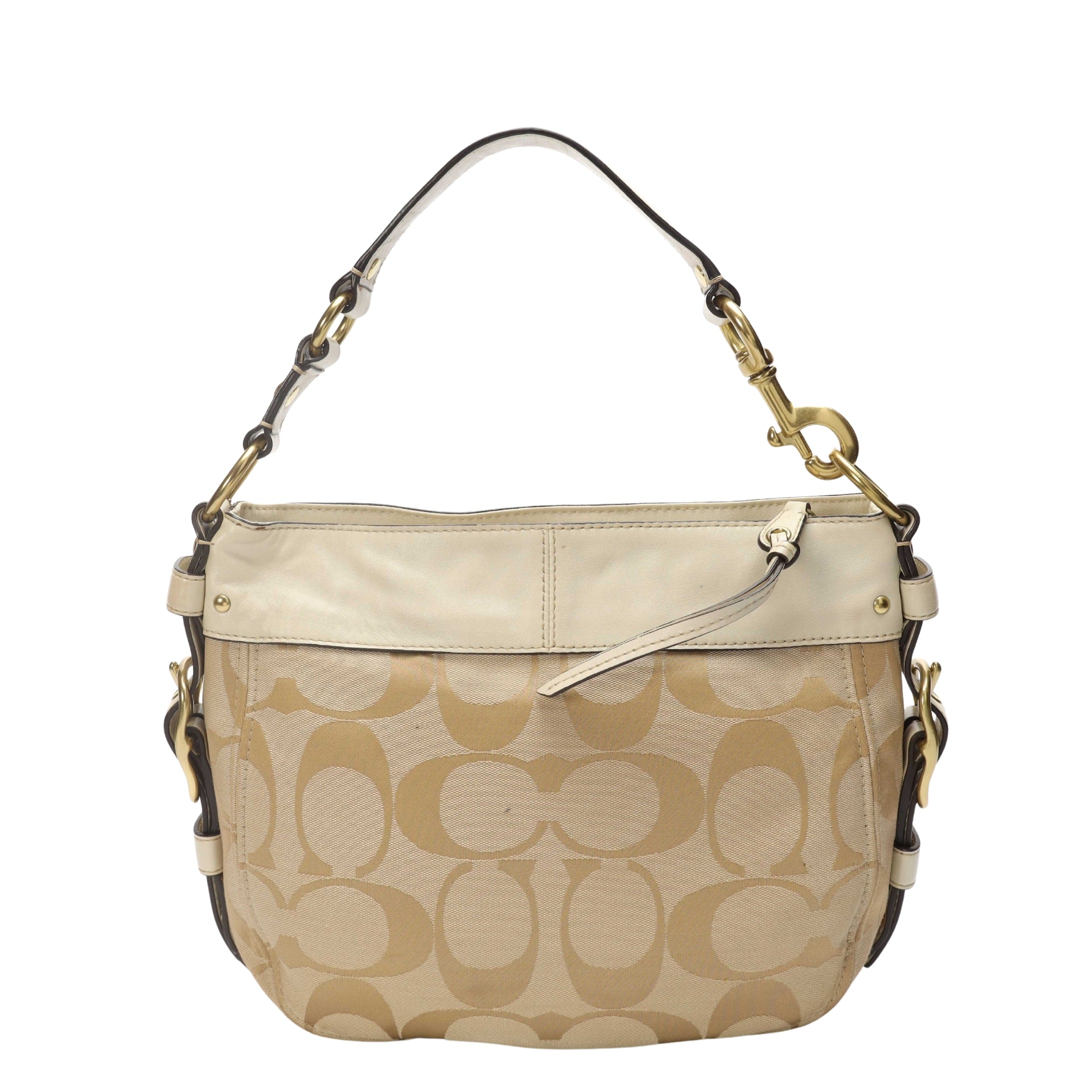 Coach Beige Canvas Zoe Hobo Bag