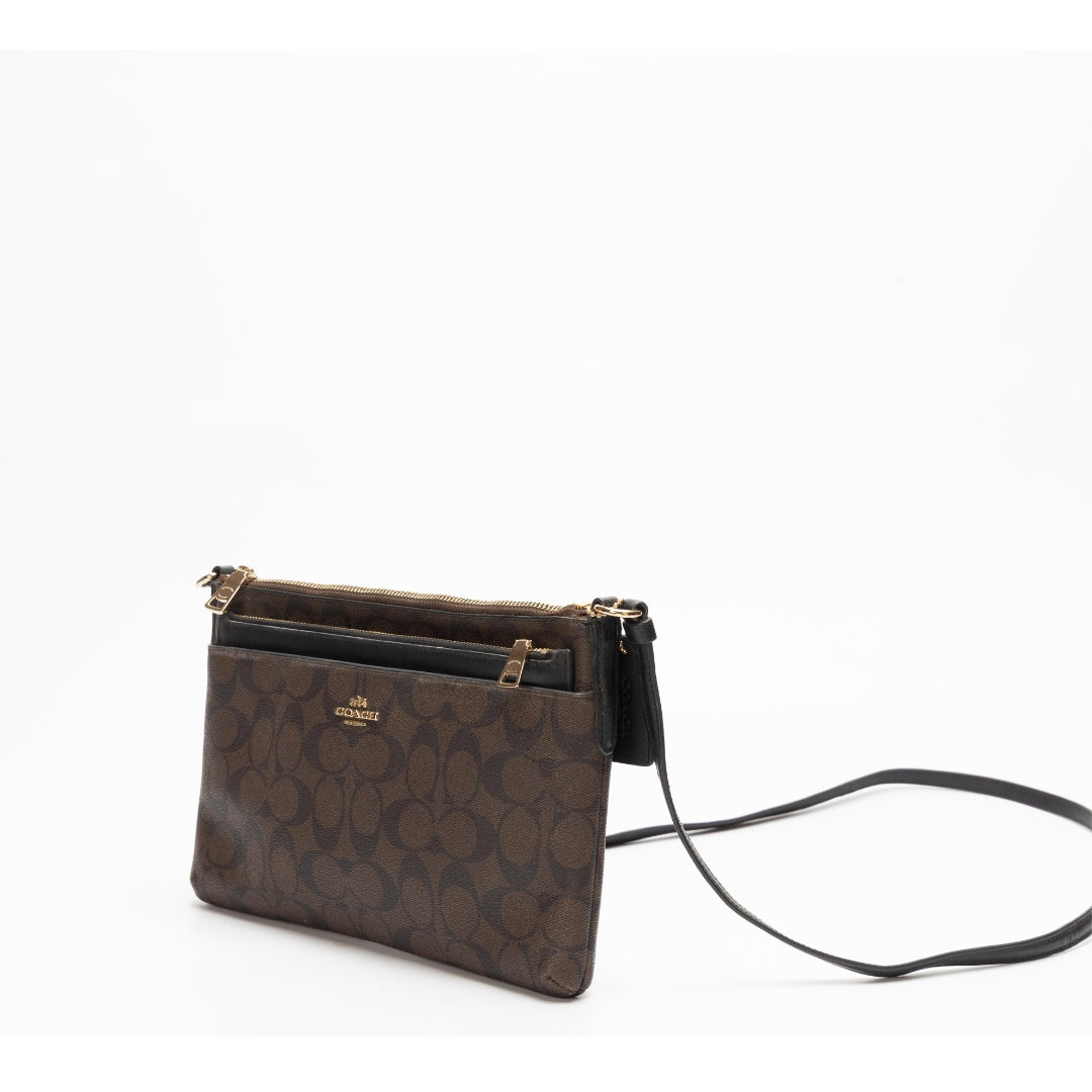 Coach Brown Signature Monogram Sling Bag