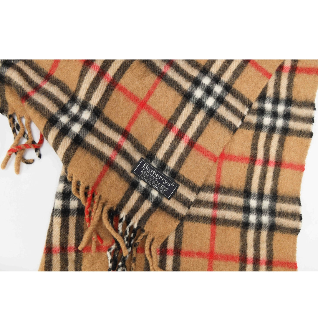 Burberry Beige Check Cashmere Scarf