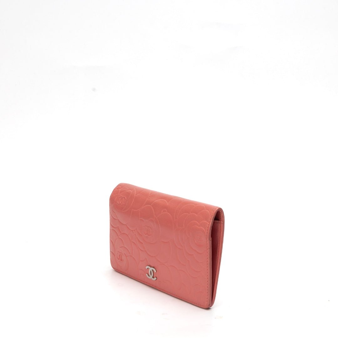 Chanel Pink Lambskin Camellia Wallet