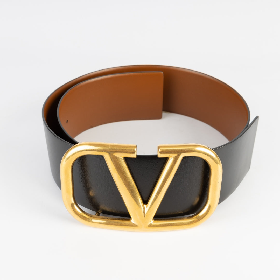 Valentino Garavani Vlogo Reversible Leather Belt
