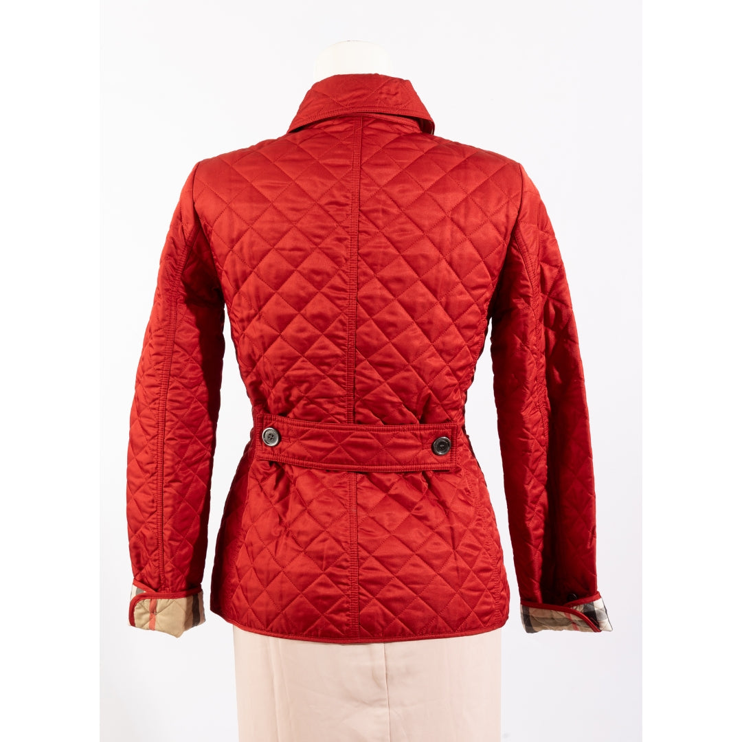 Burberry Red Diamond Quilt Button Front Jacket